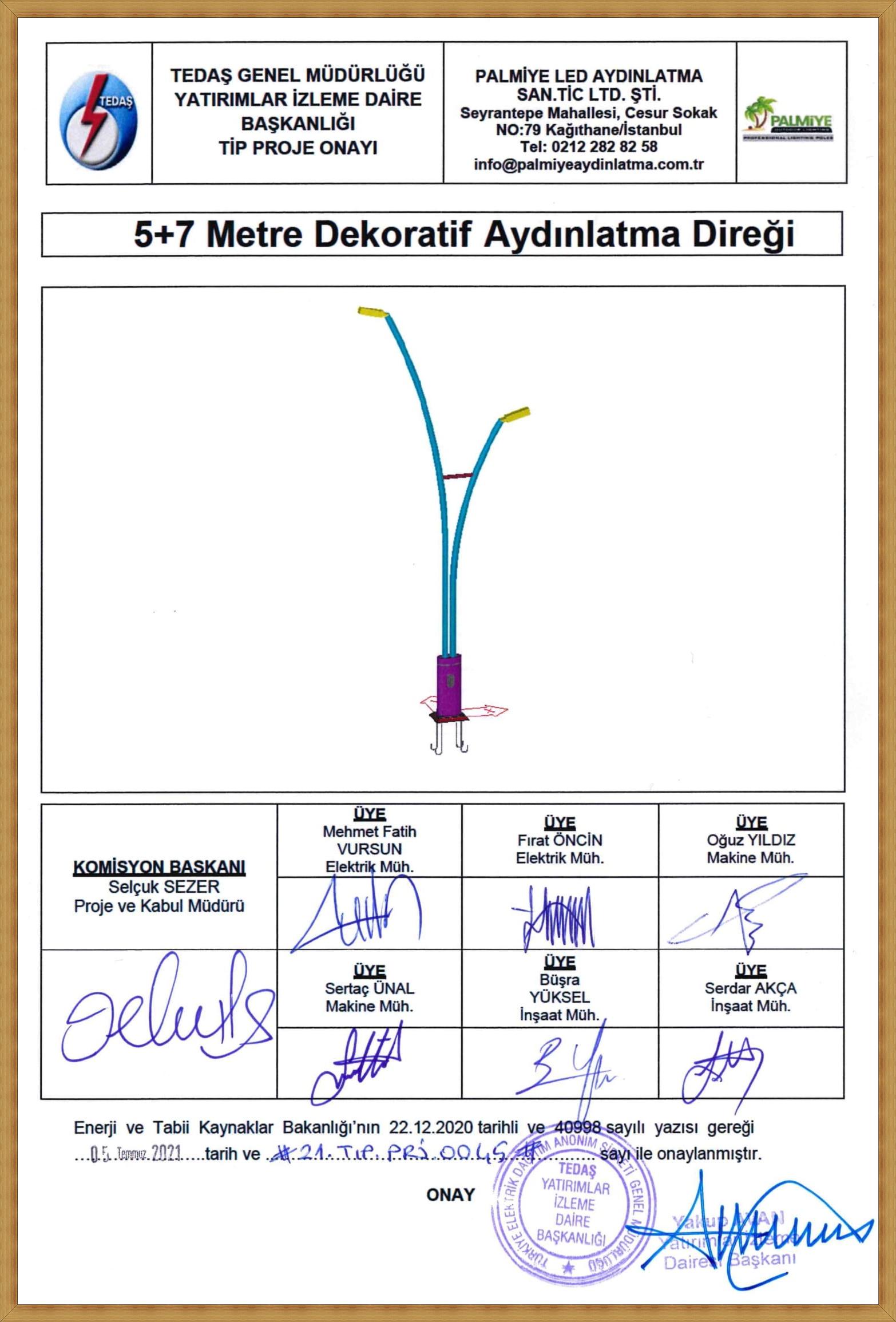 Tedaş tip proje onaylı aydınlatma direkleri (1)