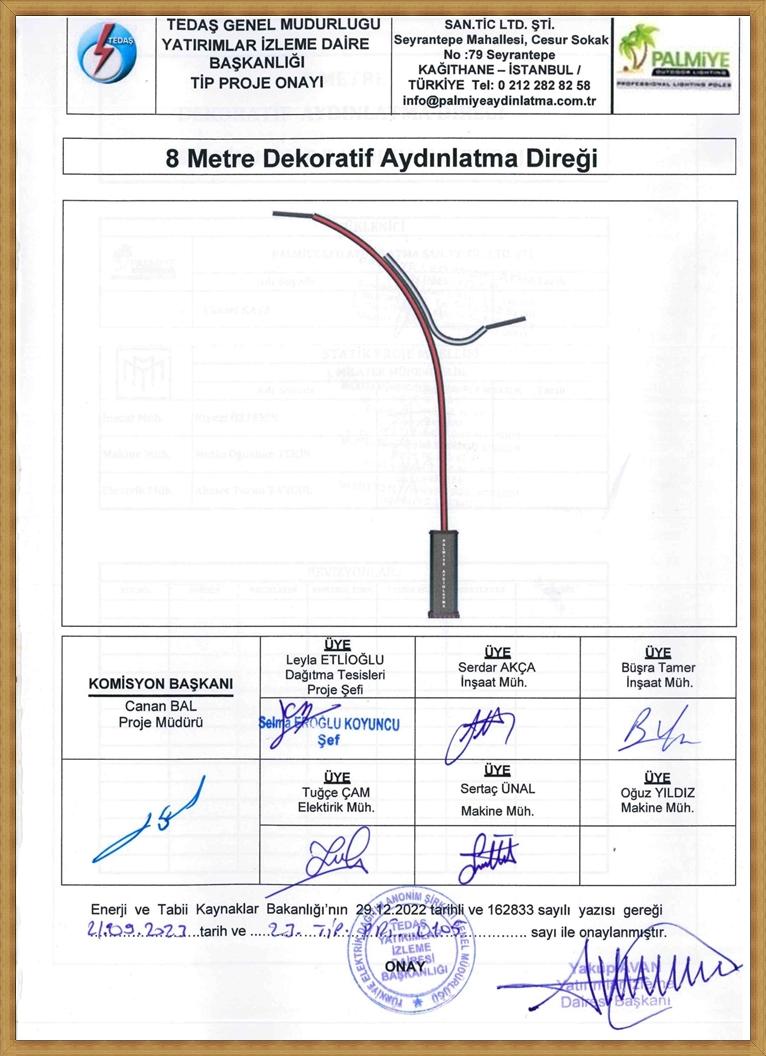 tedaş onaylı aydınlatma direkleri