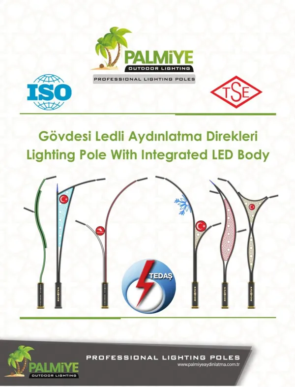 LED’li Alüminyum Dekoratif Aydınlatma Direkleri Palmiye Aydınlatma gövdesi LED’li alüminyum dekoratif aydınlatma direği modelleri